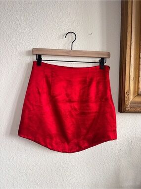 Zara Red Satin Mini Skirt